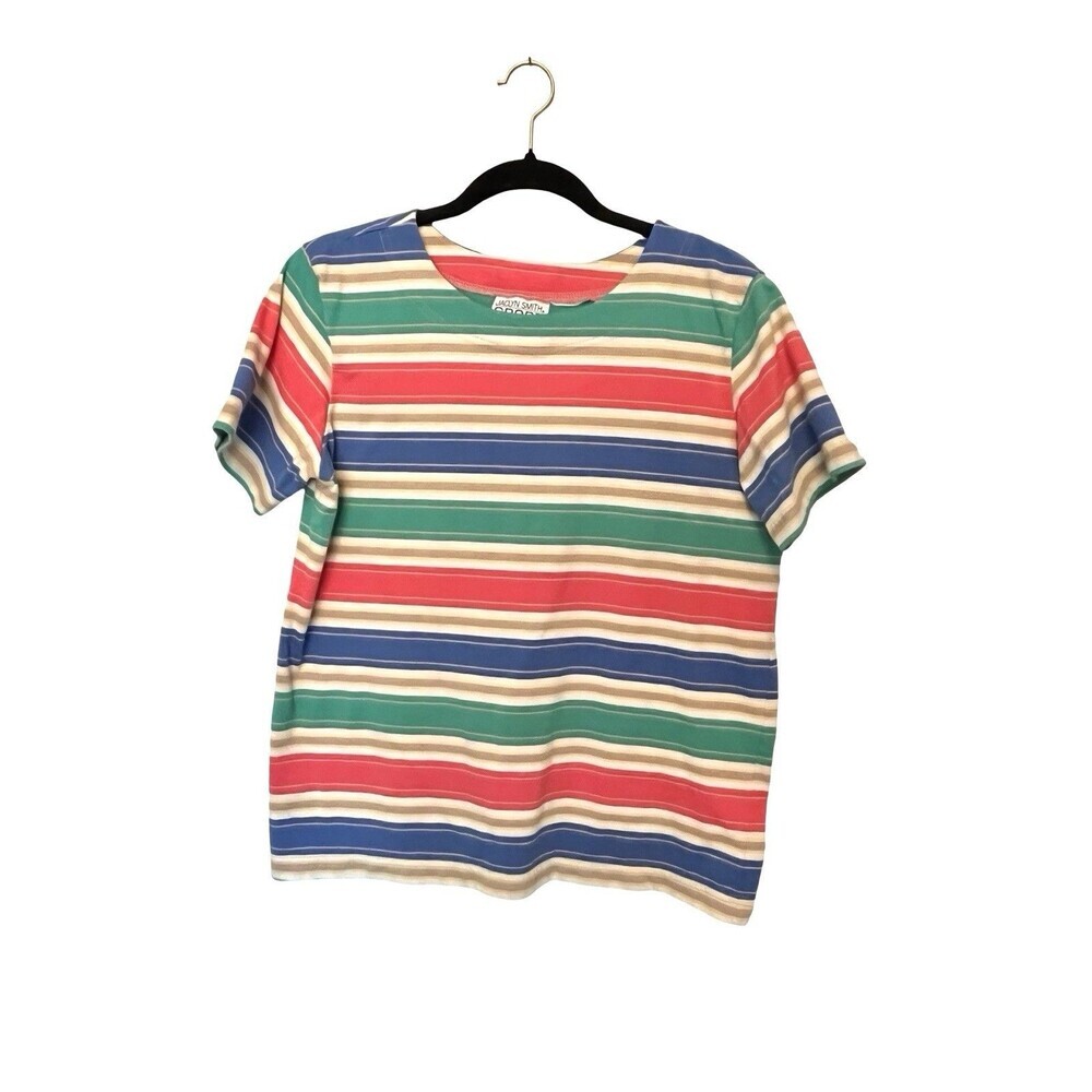Vintage Jaclyn Smith Sport Striped Top Women’s Medium‎ Colorful Retro Y2K Tee